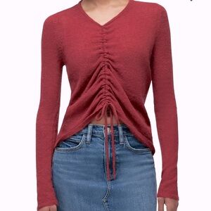 Hudson Jeans Women’s Ruched Soft Alpaca-Blend Sweater red size Large